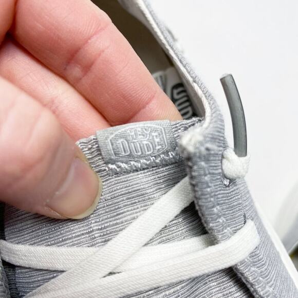 Hey Dude Gray/White Wendy Rise Slip Ons Lace Up Women's Size 7 Moc Toe EUC - Picture 5 of 10
